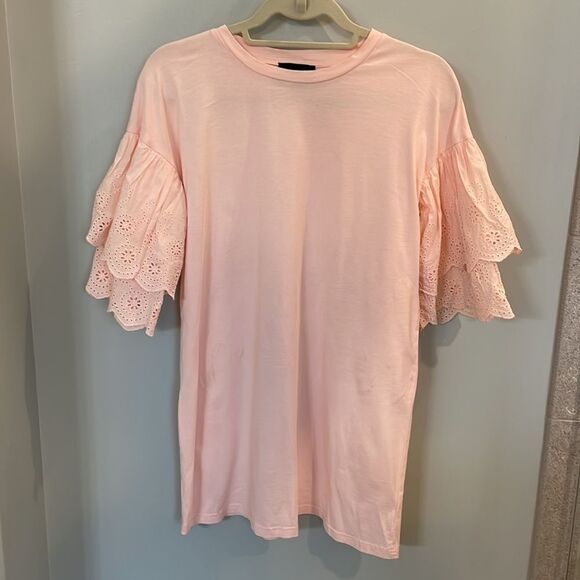 Sugar lips peach eyelet sleeve mini dress - Picture 2 of 6